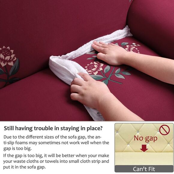 Stretch Sofa Cover Floral Printed Couch Slipcover with One Pillowcase Medium - Picture 5 of 6